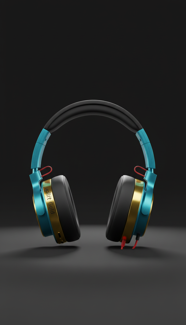 Oversized Headphones with Uplift Gold Accents